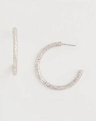 Chico's Silvertone Textured Hoop Earrings