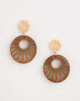 Chico's Wood Carved Sun Drop Earrings