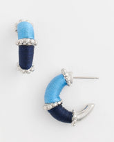 Chico's Silvertone Two-Tone Threaded Hoop Earrings