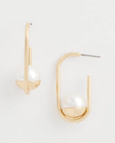 Chico's Pearl Gold Hoop Earrings