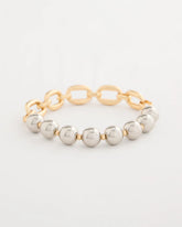 Chico's Mixed Metal Chain Bead Stretch Bracelet