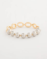 Chico's Mixed Metal Chain Bead Stretch Bracelet
