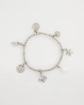 Chico's Beachy Silvertone Stretch Charm Bracelet