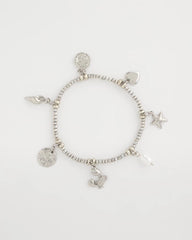 Chico's Beachy Silvertone Stretch Charm Bracelet