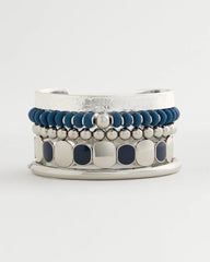 Chico's Navy Round Stretch Bracelet