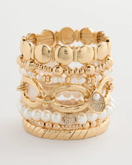 Chico's Pearlescent Stretch Charm Bracelet