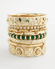 Chico's Green Gold Slice Stretch Bracelet