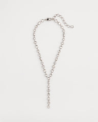 Chico's Bezel Set Silvertone Y-Necklace