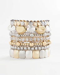 Chico's Silver & Gold Tone Round Stretch Bracelet