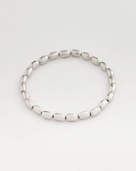 Chico's Silvertone Oval Beaded Stretch Bracelet