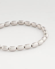 Chico's Silvertone Oval Beaded Stretch Bracelet