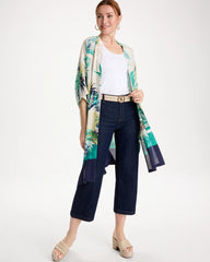 Chico's Printed Smocked Long Kimono