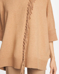 Chico's Cowlneck Knit Fringe Poncho