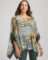 Chico's Printed Crinkle-Chiffon Pullover Poncho