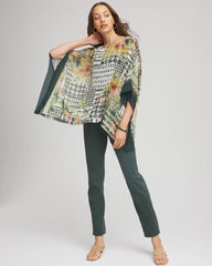Chico's Printed Crinkle-Chiffon Pullover Poncho