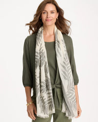 Chico's Palm Embroidered Oblong Scarf