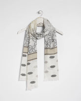 Chico's Neutral Paisley Polka Dot Oblong Scarf