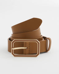 Chico's Cognac Enamel Buckle Trouser Belt