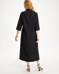 Chico's Embellished Linen-Cotton Shirtdress