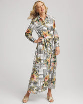 Chico's Artisanal Floral Print Maxi Shirtdress