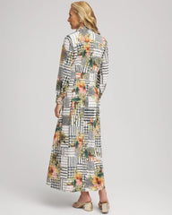 Chico's Artisanal Floral Print Maxi Shirtdress