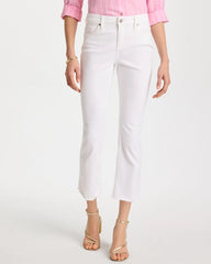 Chico's Petite No Stain Girlfriend Fray Hem Kick Flare Jeans