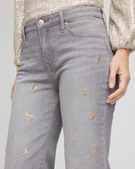 Chico's Rose Gold Embellished Girlfriend Flared Jeans