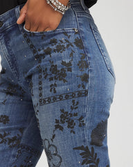Chico's Mixed-Media Girlfriend Slim Ankle Jeans