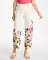 Chico's Printed Pull-On Wide Crop Jeans