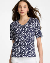 Chico's Printed Pima V-Neck Tee