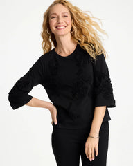 Chico's Soutache Elbow Sleeve Tee