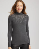 Chico's Ella Rhinestone Mockneck Sweater