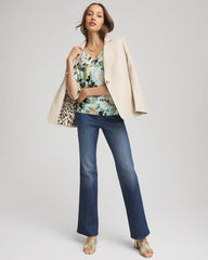 Chico's Printed Dolman V-Neck Pullover Sweater