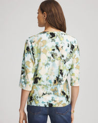 Chico's Printed Dolman V-Neck Pullover Sweater