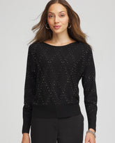 Chico's Ella Embellished Dolman Pullover Sweater