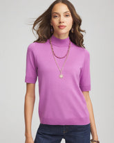 Chico's Ella Elbow Sleeve Mockneck Sweater