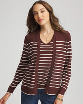 Chico's Ella Striped Long-Sleeve Cardigan