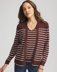 Chico's Ella Striped Long-Sleeve Cardigan