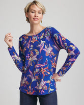 Chico's Ella Boatneck Printed Pullover Sweater