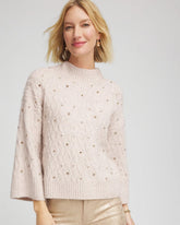 Chico's Sequined Cable Knit Sweater
