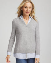 Chico's Sequin Built-In Shirt Knit Sweater