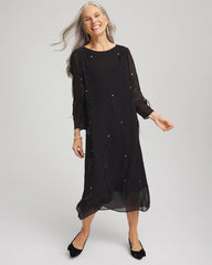 Chico's Feathered Georgette Popover Dress