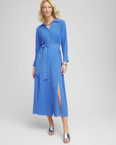 Chico's Belted Split Hem Maxi Shirtdress