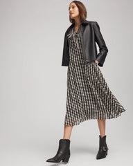 Chico's Chiffon Clip-Dot Tie-Neck Dress