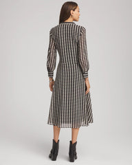 Chico's Chiffon Clip-Dot Tie-Neck Dress