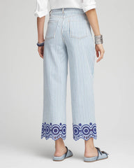 Chico's Eyelet High-Rise Wide Cropped Jeans