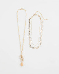 Chico's Convertible Rose Quartz Pendant Necklace