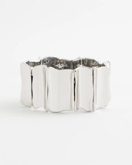 Chico's Silvertone Wave Stretch Cuff Bracelet