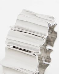 Chico's Silvertone Wave Stretch Cuff Bracelet