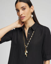 Chico's Convertible Multi-Strand Jade & Faux Pearl Charm Necklace
